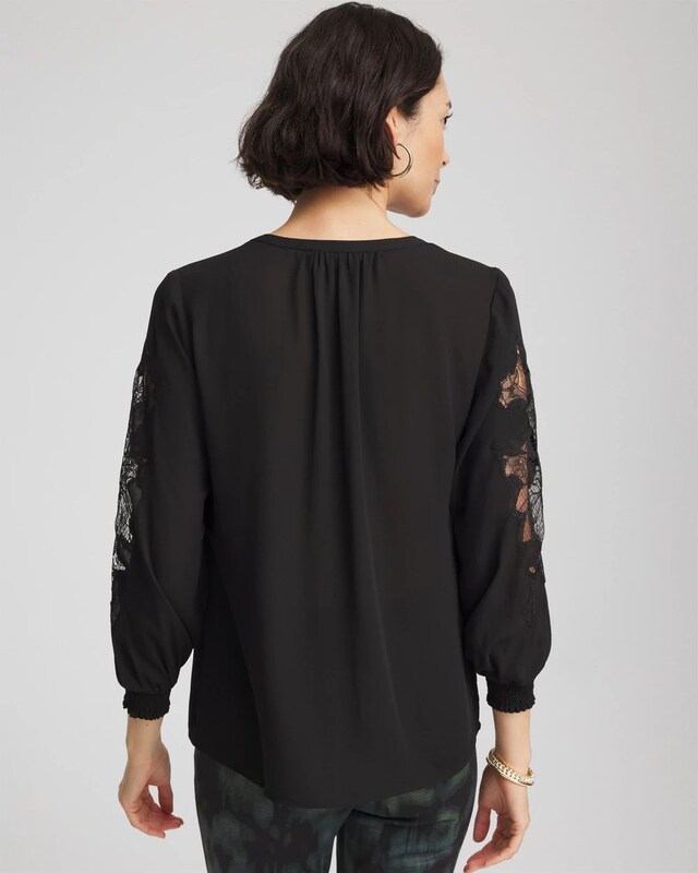 Crepe Banded Collar Blouse - image 3